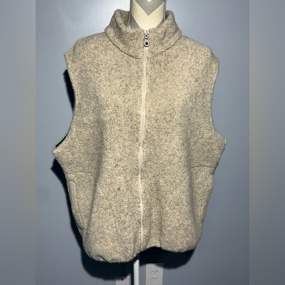 Lands' End Cream Zip-Up Vest